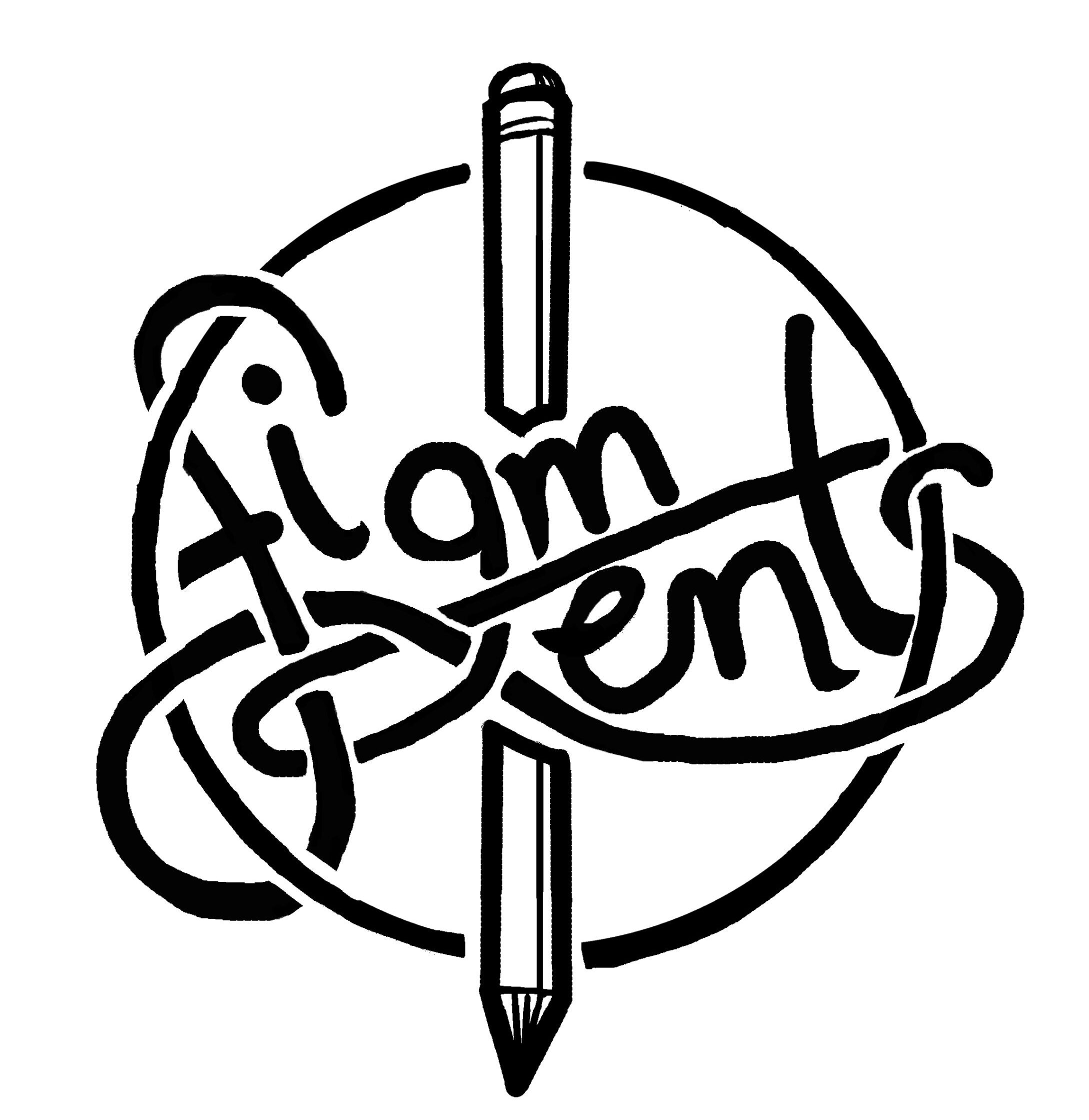 figments logo, script in a circle with a pencil through it
